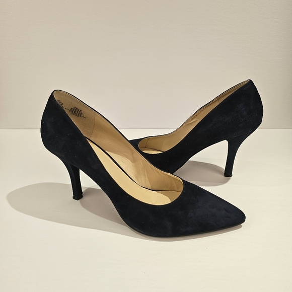 Nine West navy suede heel pumps shoes in size 10M US - Picture 3 of 8